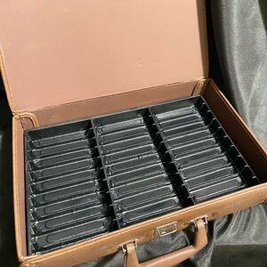 Cassette Case Storage Briefcase  Hold 30 Tapes Faux Brown Leather Vintage